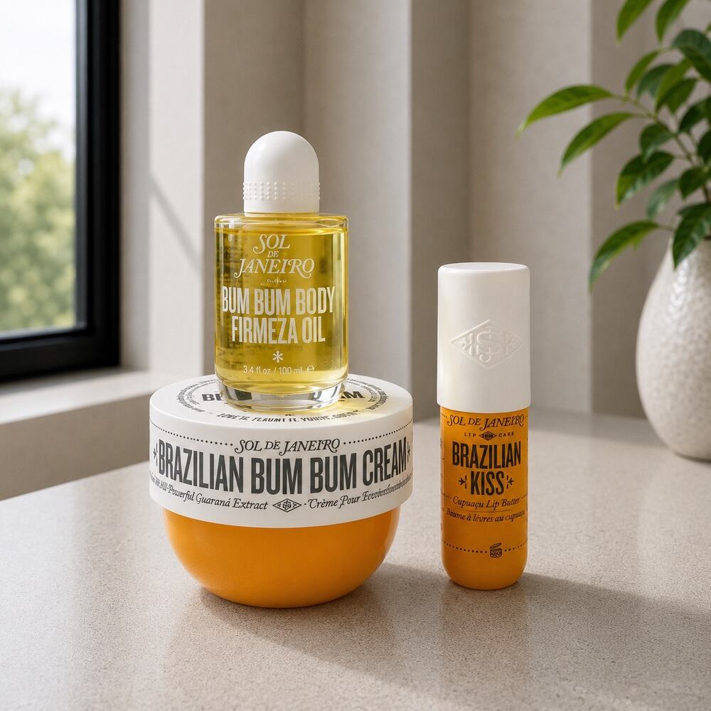 $58 Sol de Janeiro Bum Bum Trio Cream Oil Lip Balm Bundle New Authentic
